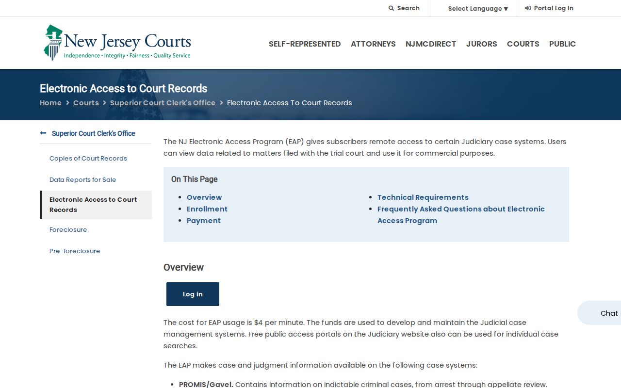 Bernards Township resident lookup using the New Jersey Courts electronic-access program